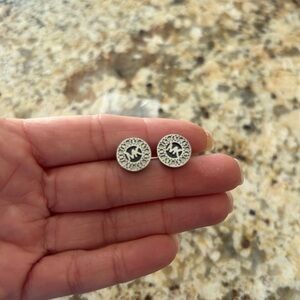 Michael Kors silver/black two tones Logo Stud Earrings